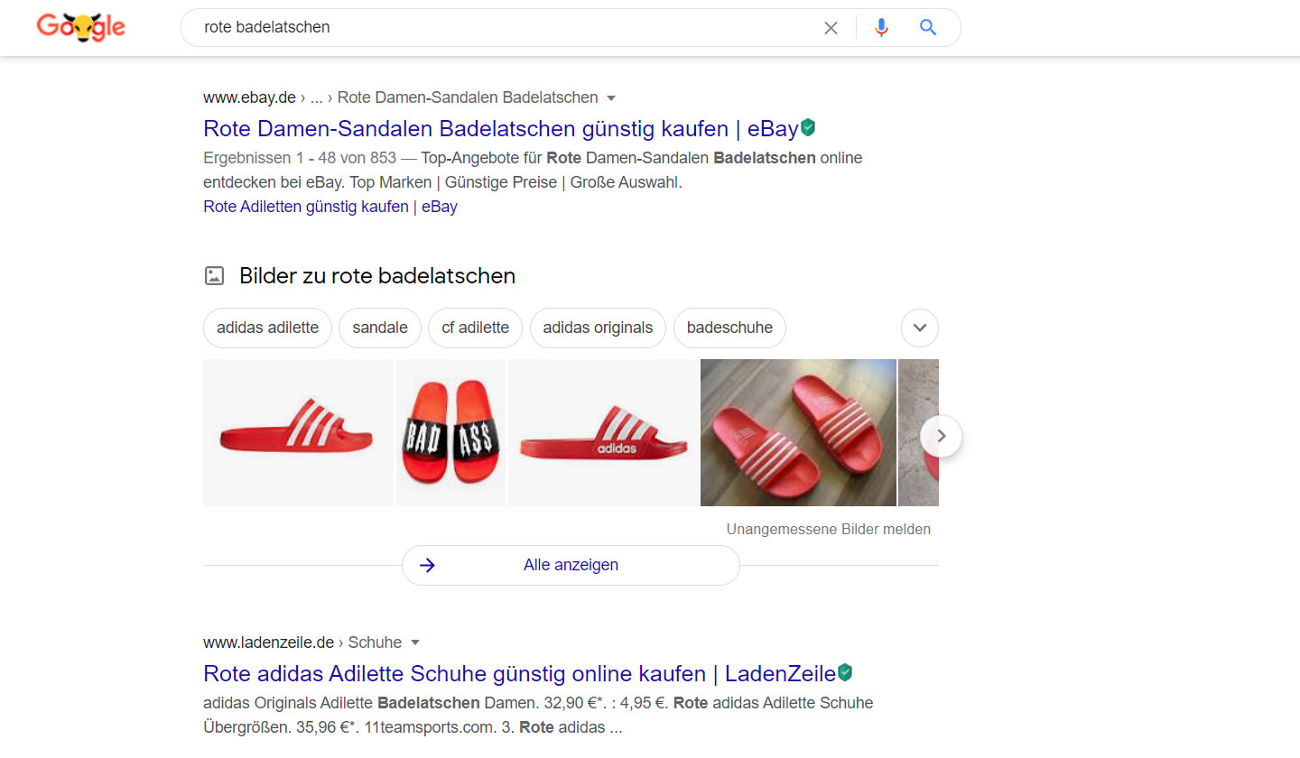 Bilder SEO rote Badelatschen