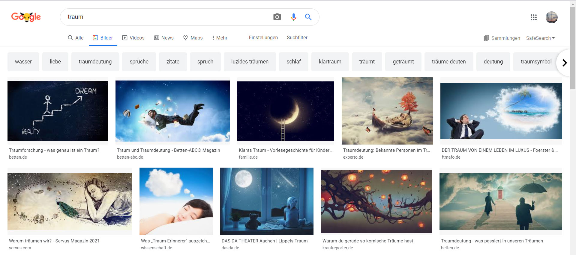 Googe Bildersuche Keyword Traum