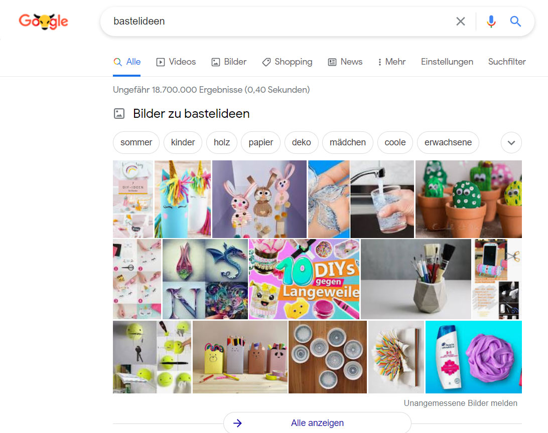 Mit Bilder SEO in die Google Universalsearch Bilder Keyword Bastelideen