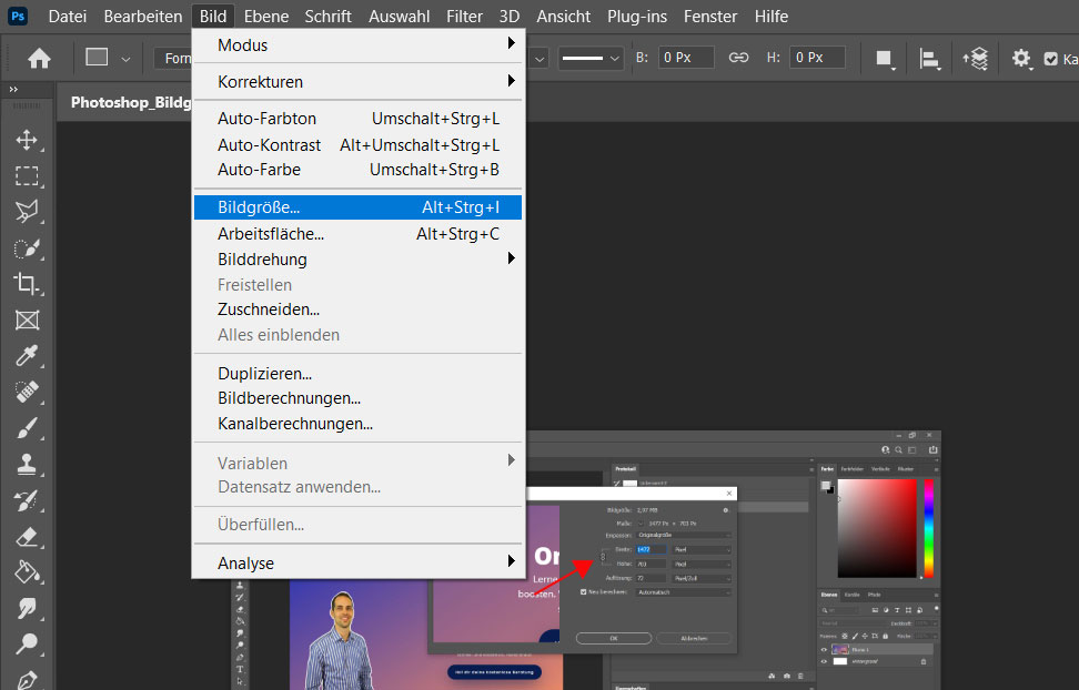 Photoshop Menü Bildgröße