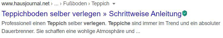 Keyword Teppich verlegen Meta Description von Hausjournal