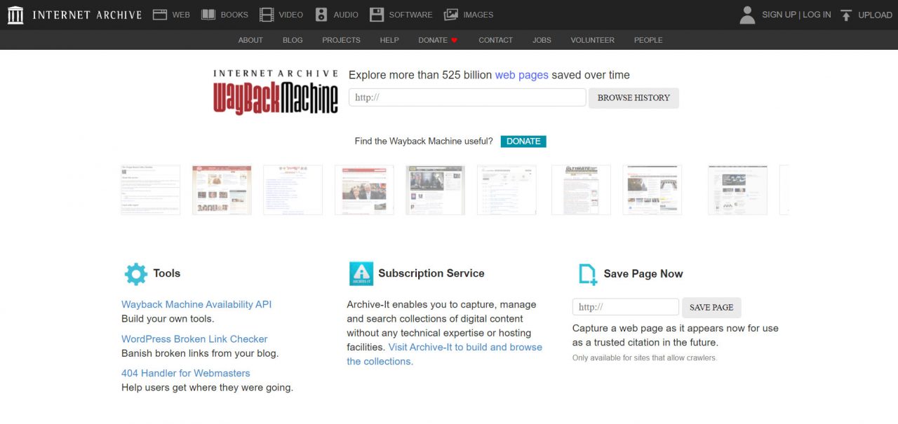 Wayback Machine - die Internet-Bibliothek unter der Lupe