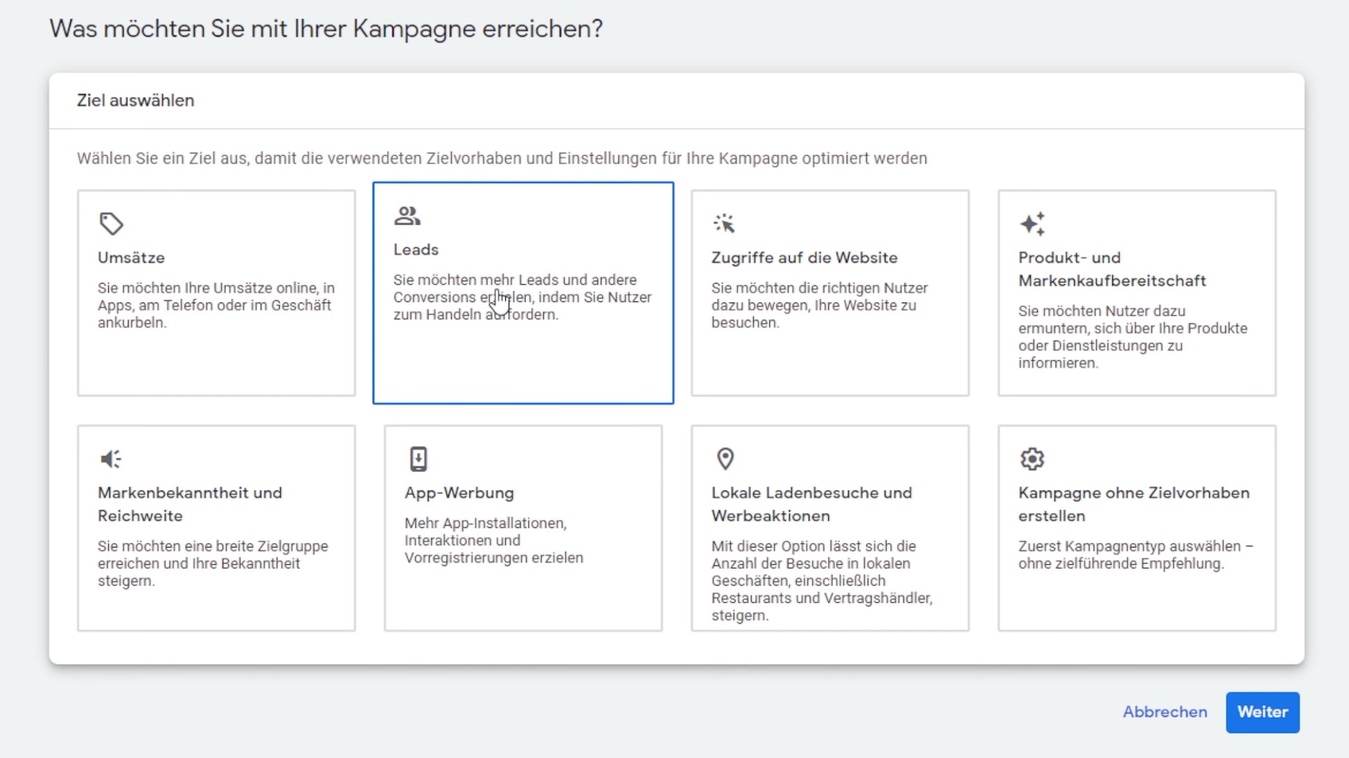 Kampagnenziel Leads DisplayAds2