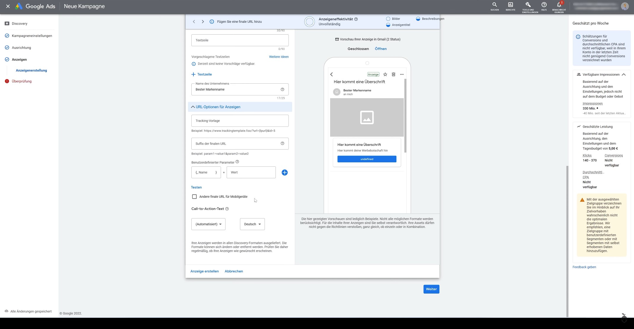 URL-Optionen und Tracking