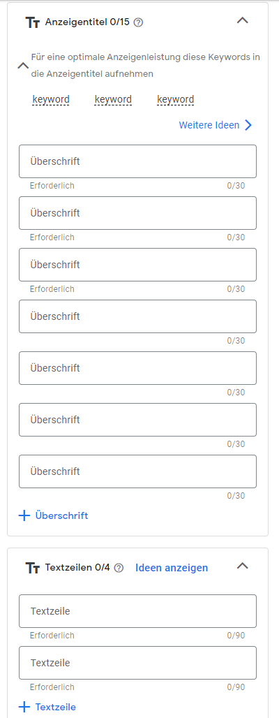 Textzeilen Keyword aufgreifen